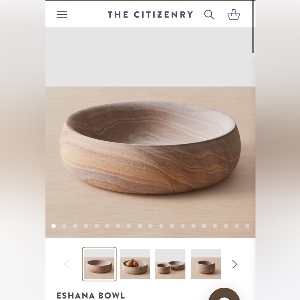 🆕The Citizenry ESHANA Bowl Sandstone Handcrafted - Picture 2 of 6